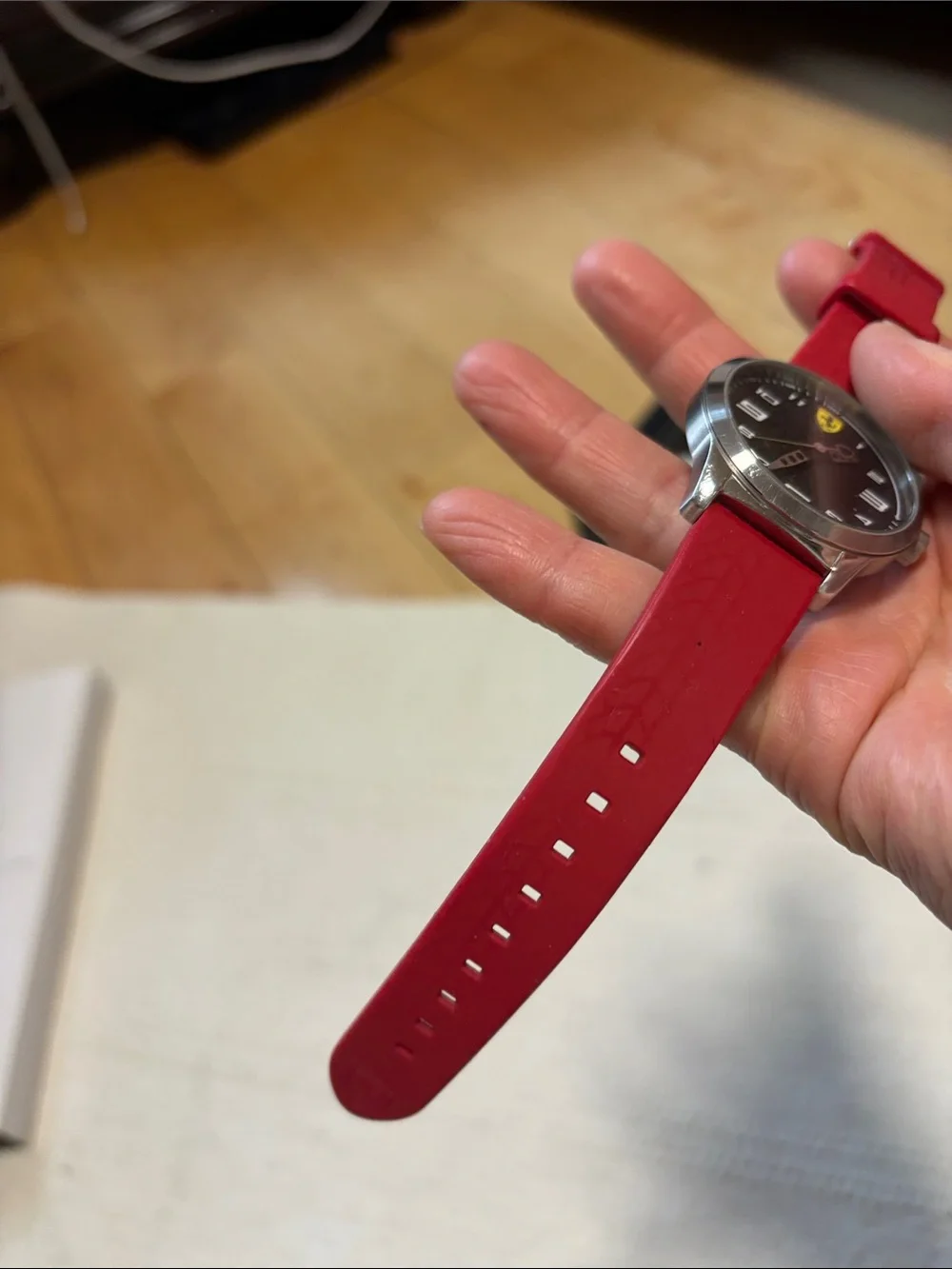 Ferrari Red Strap Black Dial Men's Watch